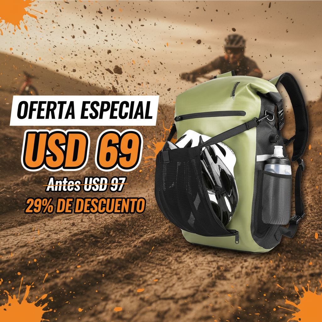 Banner promocional Alforja Mochila 23L Bicicletas