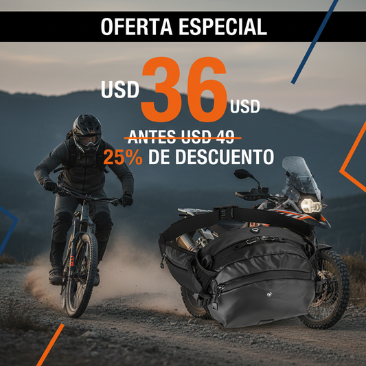 Banner promocional Riñonera Rhinowalk - Con bici/moto